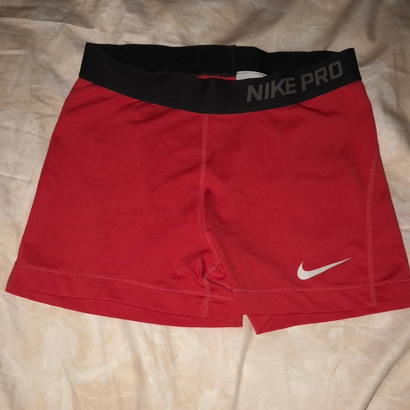 red nike pro shorts